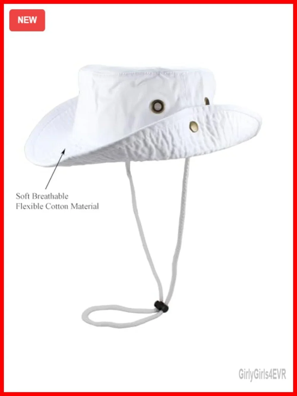 100% Cotton Stone-Washed Bucket Safari Boonie Sun Hat with Adjustable Drawstring